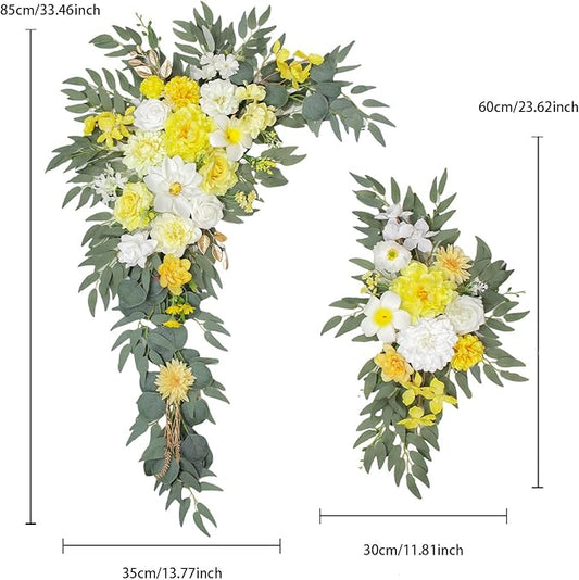 Arch Flowers with Drapes Kit (Pack of 3) for Wedding Ceremony Arbor and Reception Backdrop Decoration Wedding Welcome Signs Floral Birthday Party Decoration