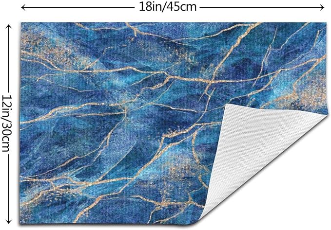 Placemats Set of 4 PVC Woven Place Mats Heat Resistant Easy to Clean for Indoor Outdoor Party Kitchen Dining Table Decoration 12"x18",Marble Pattern
