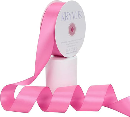 Double Faced Hot Pink Satin Ribbon, 1-1/2 Inch X 50 Yards Polyester Ribbon for Gift Package Wrapping, Crafts, Bow Making, Sewing, Flower Bouquet, Wedding Party Decor