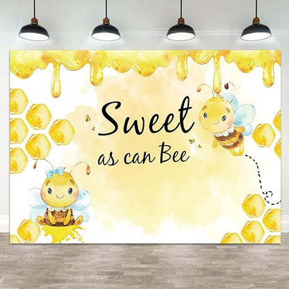 7x5ft Baby Shower Backdrop Sweet as Can Bee Photography Background Honeycomb Honey Yellow Bumblebee Boys Girls Kids Birthday Party Banner Decorations Newborn Gender Reveal Photo Booth Prop
