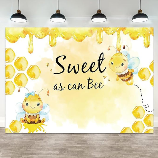 12x8ft Baby Shower Backdrop Sweet as Can Bee Photography Background Honeycomb Honey Yellow Bumblebee Boys Girls Kids Birthday Party Banner Decorations Newborn Gender Reveal Photo Booth Prop
