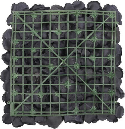 12 PCS Black Flower Wall Panels, 15x15inch Artificial Floral Wall Background Silk Flowers Panel Decoration, Faux Rose Backdrop for Home Party Wedding Anniversary Birthday