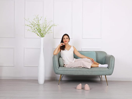 Leewadee Decorative Tall Floor Vase for Living Room Decor, 41 inches, White, Resin