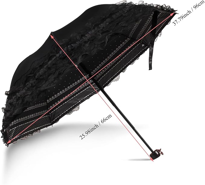 Vintage Lace Parasol Gothic Lolita Umbrella UV Sun Protection Witch Cosplay Photoshoot Props Party Decoration