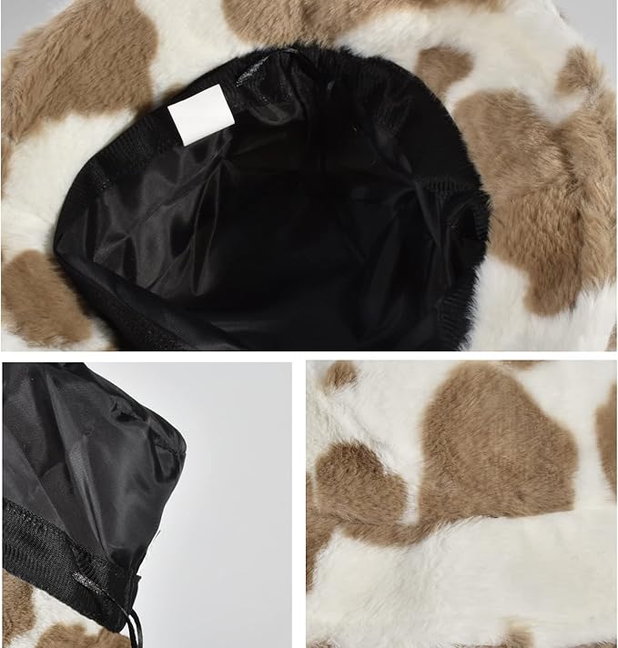 Winter Soft Faux Fur Plush Bucket Hat, Lovely Fisherman Cap, Fashion Outdoor Thick Warm Sun Cap for Women