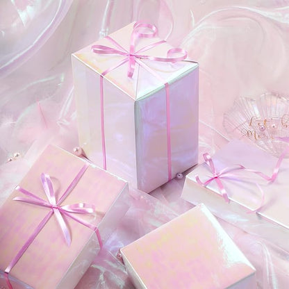 LeZakaa Pink Wrapping Paper Roll, Holographic Iridescent Wrapping Paper for Birthday, Valentine's, Mother's Day, Wedding, Baby Shower, Holiday, Large Roll, 30 inches x 32.8 Feet (92.9 sq.ft.)