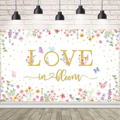 8x6ft Love in Bloom Bridal Shower Decorations Backdrop Wildflower Wedding Shower Background Lower Floral Engagement Wedding Bachelorette Party Decor Supplies Photo Booth Props