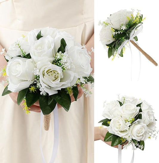 Ochine Bride & Bridesmaid Bouquets - Silk Hand Holding Flower Bouquet for Valentines Day Decor & Wedding Party Supplies