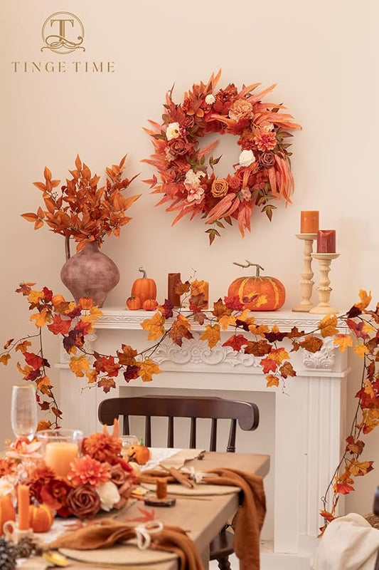TINGE TIME Fake Flowers Artificial Flowers Peonies Bulbous Chrysanthemum Daisy Hydrangea Sunflower Violets Dahlia Daffodils Epiphyllum Orchid Cherry Blossom Camellia Leyaron (Terracotta Orange)