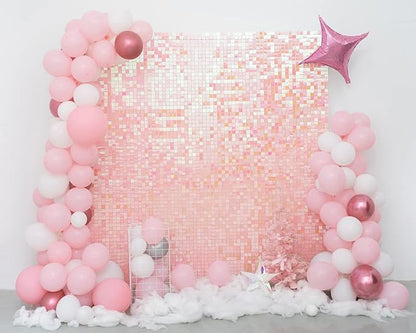 Kate Square Rainbow Pink Sequin Wall Panels Wedding Decoration Wall Shimmer Birthday Party (Pack of 12)