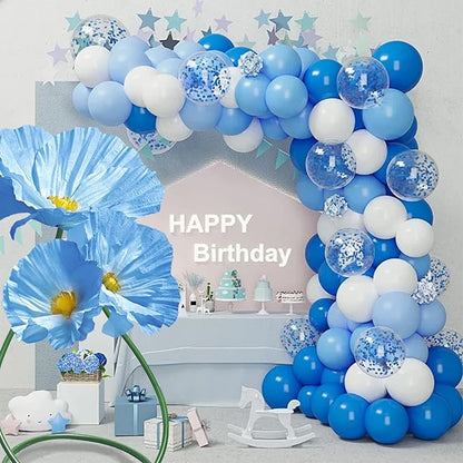 Wedding Reception Decor Giant Artificial Flowers - Large Flower Realistic Paper Flowers for Wedding Ceremony Arch Party Garden Home Decor Indoor Decorations 3 Pack (Blue)
