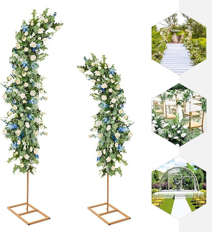 Metal Arch Backdrop Stand, 2 set Gold Metal Curved Top Wedding Arch Frames, Flower Arch Door Floral Decorations for Wedding Birthday Party Anniversary Ceremony