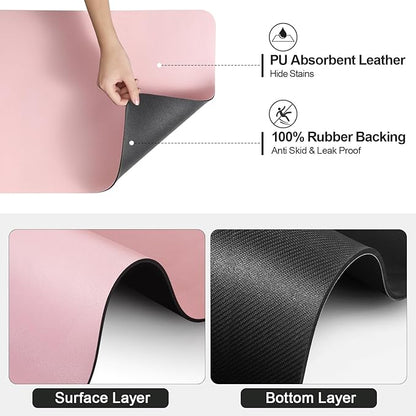Dish Drying Mat for Kitchen Counter | Coffee Bar Mat for Countertops | Heat Resistant Drainer Mat with Non-slip Rubber Backed | Hide Stain Kitchen Absorbent Draining Mat | Pink 16"x20"