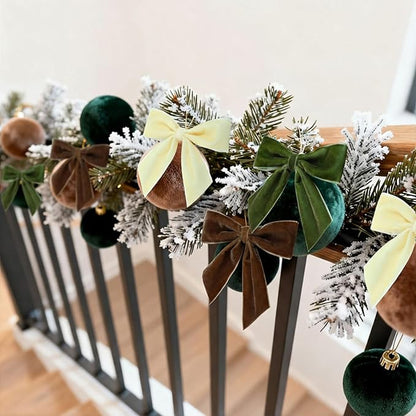 30 Pcs Velvet Ribbon Bows 5" x 4" Pre Tied Christmas Velvet Bows with Twist Tie for Gift Packaging Christmas Tree Wreaths Door Windows Wedding Party Decoration(Forest Color)