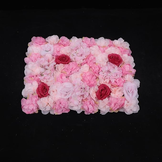 Gdrasuya10 4pcs Realistic Flower Wall Background Artificial Flowers Wall Backdrop Panel 3D Silk Rose Fake Flower Wall Panel Banquet Wedding Party Decor, Photography Background 60 x 40 cm