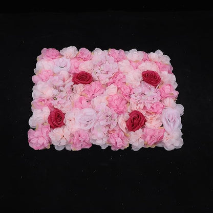 Gdrasuya10 4pcs Realistic Flower Wall Background Artificial Flowers Wall Backdrop Panel 3D Silk Rose Fake Flower Wall Panel Banquet Wedding Party Decor, Photography Background 60 x 40 cm