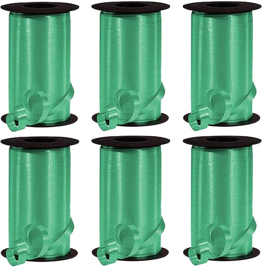 PMU Curling Ribbon -Crimped Texture Curling Ribbons for Gift Box Wrapping, Florist Flowers, Birthday Party Decorations, Festival Art Craft &Christmas Décor - Emerald Green 3/8 Inch X 250 Yards, Pkg/6