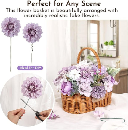 Artificial Flowers Combo Purple Rose Hydrangea Fake Flowers with Stem for DIY Wedding Bouquets Centerpieces Arrangements Bridal Baby Shower Home Decor