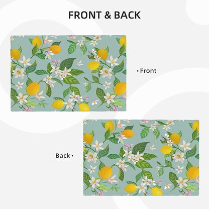 Lemon Linen Placemats Set of 6 Summer Tropical Fruits Floral Placemats for Indoor Outdoor Party Home Desktop Kitchen Dining Room Decor 12x18 Inch