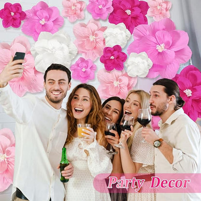 Giant Paper Flowers Artificial Large Paper Flower Decoration for Handcrafted Wall Backdrop Christmas Mexican Wedding Graduation Bridal Shower Birthday Party Supplies(Pink Gradient,18 Pcs)
