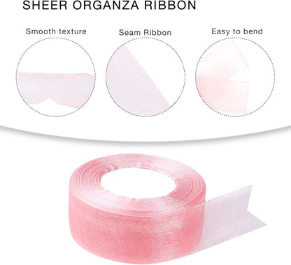 1.5 inch Sheer Organza Ribbon Rose Gold Chiffon Ribbon for Gift Wrapping Christmas Halloween Decoration Wedding Bouquet Crafts 50 Yards