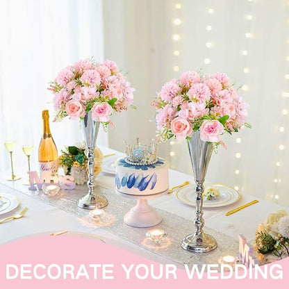 ASTRYAS Pink Peonies Artificial Flowers, 12Pcs Fake Peonies Silk Hydrangea Bouquet for Decoration Faux Peonies Bulk for Florals Arrangements Wedding Party Table Shower (12, Light Pink)