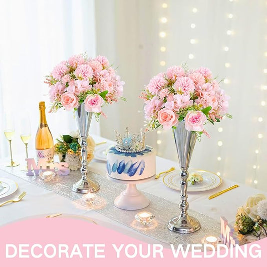 ASTRYAS Pink Peonies Artificial Flowers, 12Pcs Fake Peonies Silk Hydrangea Bouquet for Decoration Faux Peonies Bulk for Florals Arrangements Wedding Party Table Shower (12, Light Pink)