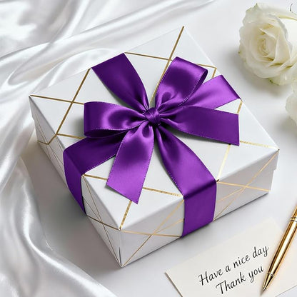 1-1/2" x 100 Yards Satin Ribbon - Wide Silk Purple Ribbon with Spool - Ideal for Gift Wrapping, Floral Bouquets, Crafts, Wedding Party Decorations, Christmas and Sewing Projects