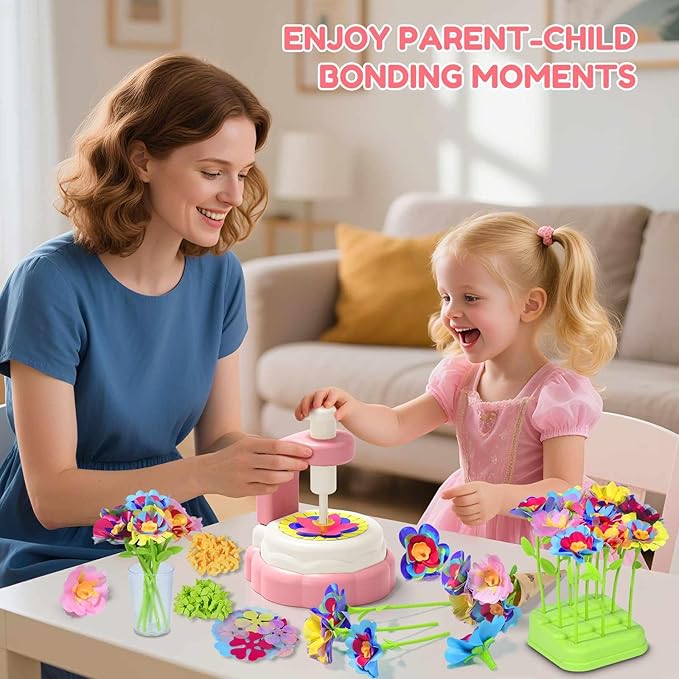 Arts Crafts For Kids Ages 4-8：5 6 7 8 9 10 year old Girl Birthday Gift Ideas,christmas stocking stuffers Creative Craft Diy Fabric Flower Bouquets Toys age 8-13,Flower Press Kit Educational Toys
