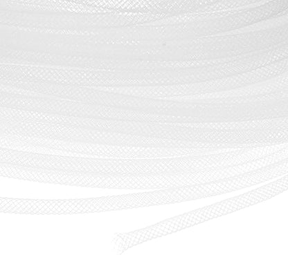 Mesh Tube Ribbon 45 Yards, 4mm Elastic Fabric Ribbons Mesh Tubing for Crafts/Gift Wrapping/Flower Bouquets/Wedding/Birthday/Holiday/Wreaths Christmas/Decoration[White]
