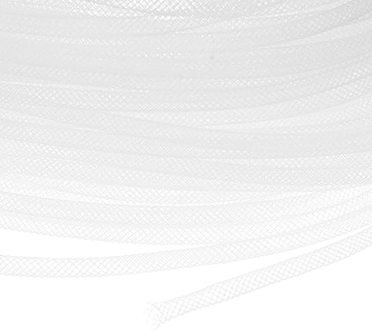 Mesh Tube Ribbon 45 Yards, 4mm Elastic Fabric Ribbons Mesh Tubing for Crafts/Gift Wrapping/Flower Bouquets/Wedding/Birthday/Holiday/Wreaths Christmas/Decoration[White]