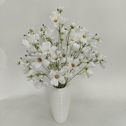 ATFL White Daisy Artificial Flowers, 8 Bundles 21.65'' Faux Silk Daisy with Stems for Home Garden Vase Decor