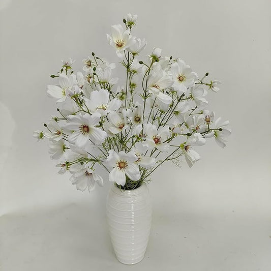 ATFL White Daisy Artificial Flowers, 8 Bundles 21.65'' Faux Silk Daisy with Stems for Home Garden Vase Decor