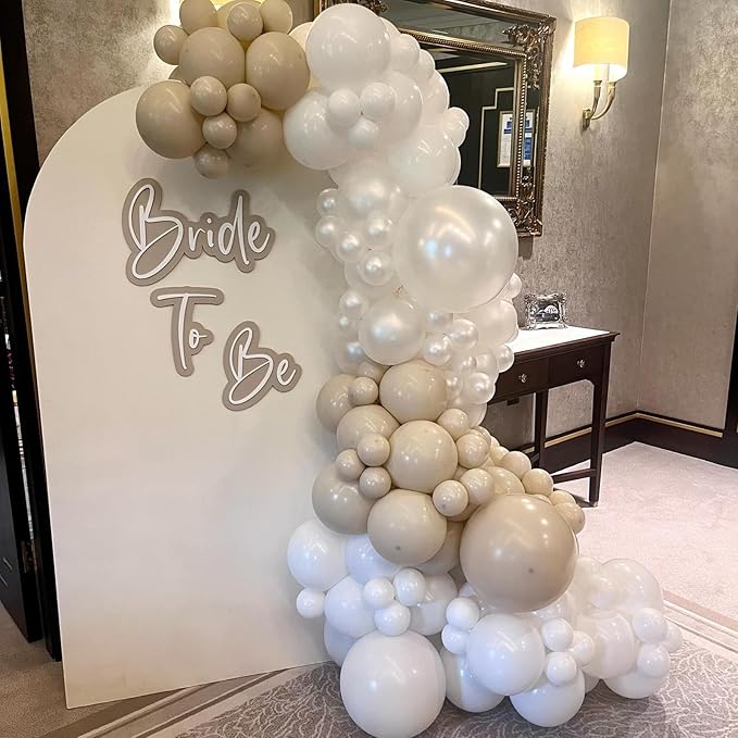 Sand White Gold Balloons 12 Inch White Beige Boho Latex Balloons with Metallic Chrome Gold Nude Neutral Cream Helium Balloon for Baby Shower Bride Wedding Birthday Anniversary Party Decorations