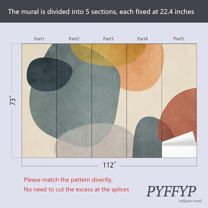 PYFFYP- Abstract Geometric Bohemian Wallpaper murals for Bedroom(Not Peel and Stick)