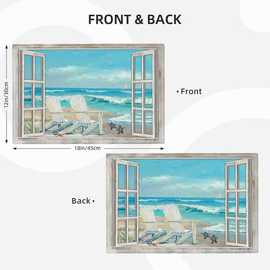 Coastal Beach Placemats Set of 6 Seascape Ocean Table Mats Washable Place Mats for Home Party Indoor Kitchen Dining Table Decoration 12x18 Inch