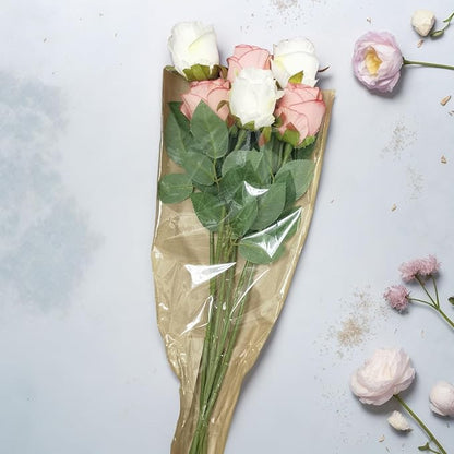 50pcs Waterproof Kraft Flower Bouquet Wrapping Paper Sleeves - Tear-Resistant Clear Window Sleeves for Wedding, Florist, Valentine's Day (18x9.8 Inch, Multi-Stem)