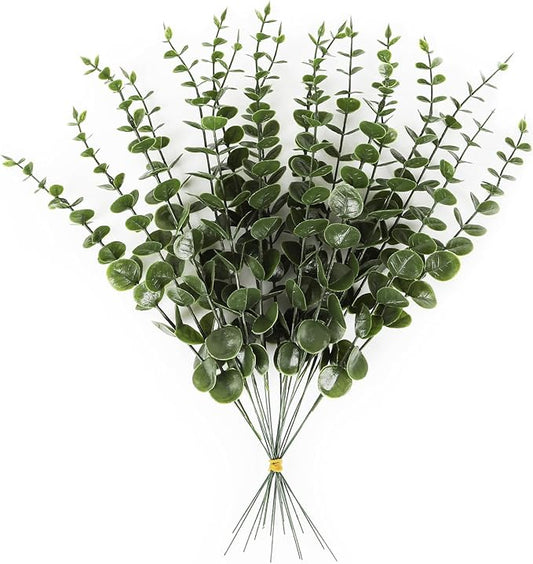 50pcs Eucalyptus Leaf Stem Simulated Green Plants, Wedding Home Office Center Flower Decoration, DIY Vase Flower Arrangement (Eucalyptus Leaf stem)