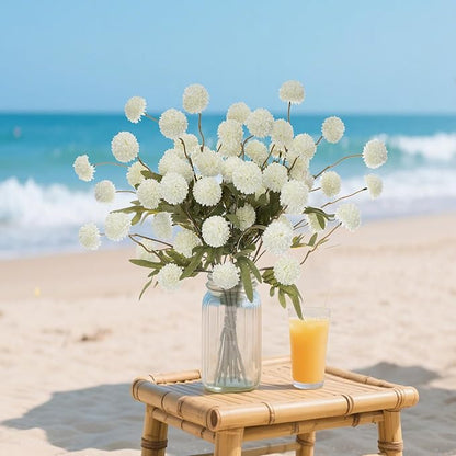 Fake Flowers Artificial Chrysanthemum Faux Mums Faux Flowers for Vase Fall Long Stems Flower Silk Flower for Indoor Home Decoration Kitchen Office Wedding Decoration（20.5In,10PCS,White）No Vase