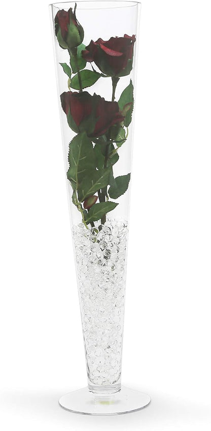 WGV Trumpet Glass Vase, Open 4", Height 20", (Multiple Sizes Choices) Clear Tall Pilsner Floral Planter Container Centerpiece, Wedding Event Home Decor, 1 Piece (VTV0420)