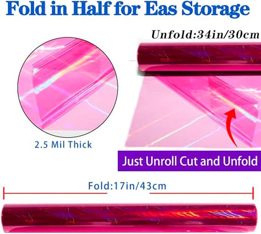 CMFYHM Iridescent Pink Cellophane Wrap Roll I 34 In Wide X 100 Ft Long I Colorful Cello Perfect For Baskets,Gifts, Treats,Birthday Holiday Wedding Floral, Party Arts Crafts Decoration (Pink)
