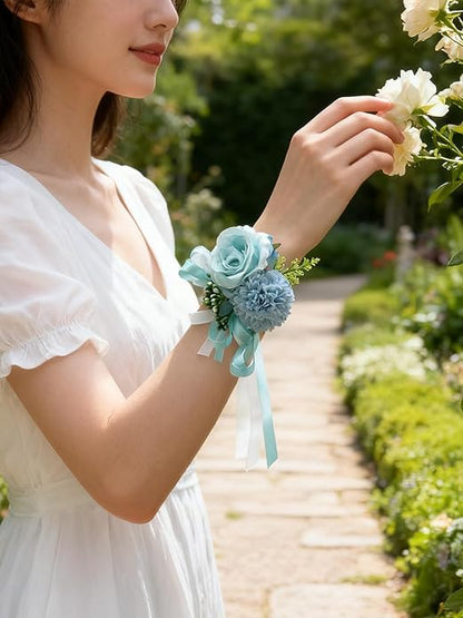 Rose Wrist Corsage Wristlet Band Bracelet Wedding Wrist Corsage Artificial Flowers Bracelet Homecoming Prom Corsages Wristlet for Women Bride Bridesmaid Wedding Prom Anniversary
