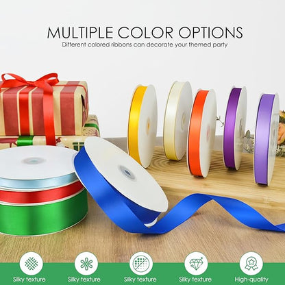 100 Yards 5/8 inch Satin Ribbon, Fabric Ribbon Solid Color Perfect for Gift Wrapping, Wedding, Handmade Bows, Floral Bouquets and Party Decoration(Green)