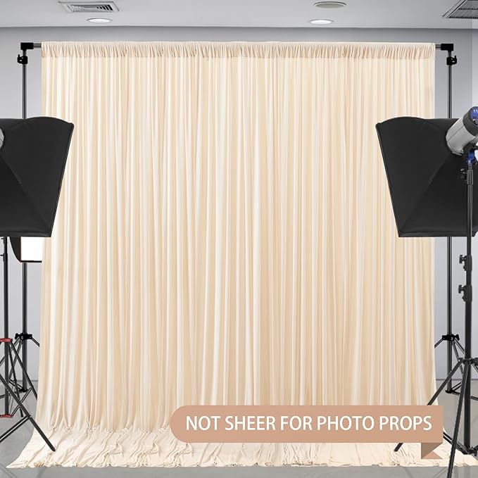 Deep Champagne Backdrop Curtain 4 Panels-Wrinkle-Free Curtains Polyester Photography Drapes for Baby Shower Birthday Party Photo Background Backdrop Stand- 16 X10FT (Champagne)