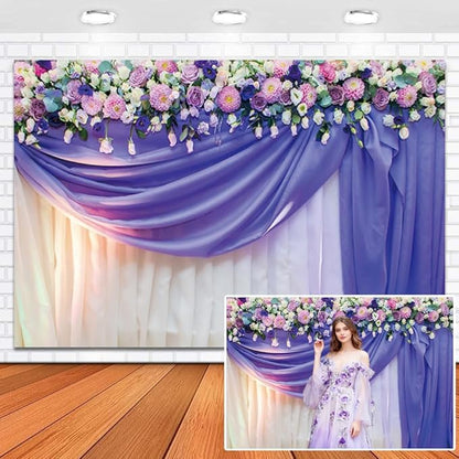Leowefowa Flower Wedding Backdrop Wedding Pink Roses Floral Curtain Photography Background for Weeding Birthday Baby Shower Party Decorations Backdrop Photobooth 10x8ft Vinyl