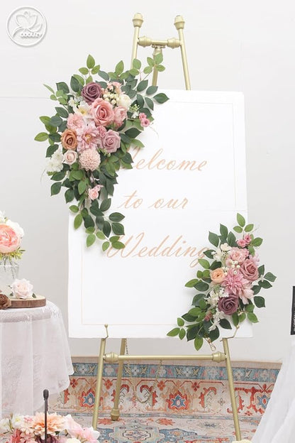 Pack of 2 Wedding Arch, Artificial Flowers, Wedding Decor，Flower Garland Be Suited to Banquet, Party, Reception Entrance Welcome Sign and Background Decoration (Dusty Pink)…