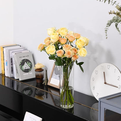 Clear Flower Vase, Non-breakable Vases, 6" W x 8" H, Acrylic Vase, Aesthetic Room Decor Cylindrical Modern Flower Vases for Table Centerpiece, Home Decor, Women Floral Arrangement Gift