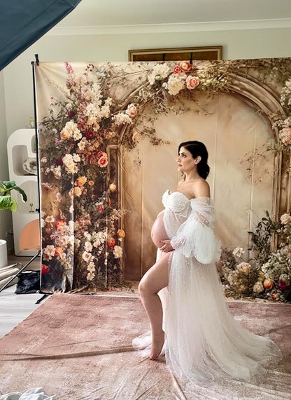Kate Flower Wall Backdrops Arch Pregnant Wedding Party Supplies Photo Shoot Portrait Photo Background, 10x6.5ft