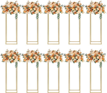 10Pcs Wedding Centerpiece Flower Stand for Table, 31 in Gold Metal Flower Vases for Wedding Table Decorations Events Party Display