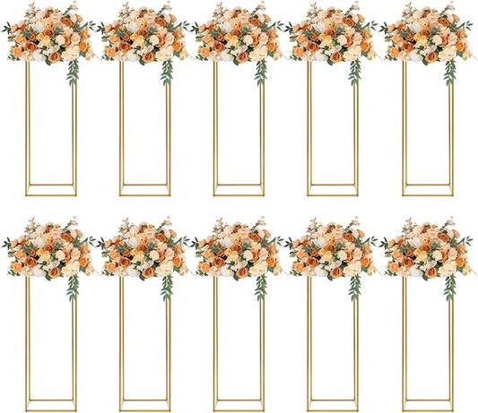 10Pcs Wedding Centerpiece Flower Stand for Table, 31 in Gold Metal Flower Vases for Wedding Table Decorations Events Party Display